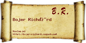 Bojer Richárd névjegykártya